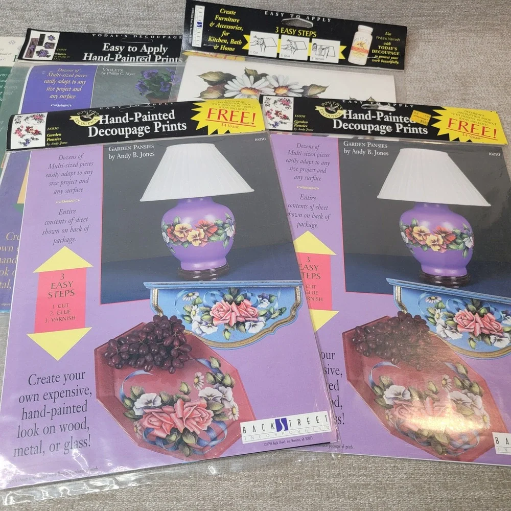 Back Street Inc Decoupage Prints Hand Painted Floral Christmas HUGE LOT New